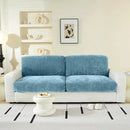 Large Backrest Cushion Covers Super Stretch Backrest Covers for 2 Cushion Couch Sofa, Couch Back Cushion Covers Featuring with Chenille Yarn (Softer Version, 2PC, Blue) by CozyNest Decor