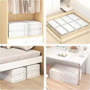 Bamboo Under Bed Storage Containers- Underbed Organizer with Wheels with Large Dust Bag,Sturdy Wood Rolling Under the Bed Shoe Storage Organizer Drawer 2 Packs (White, Long) by CozyNest Decor