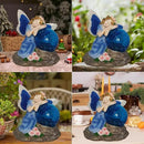 Fairy Garden Statue ，Solar Garden Decor ，Fairy Statue Outdoor with Glass Ball ，Waterproof Outdoor Decor，Suitable for Yard, Lawn ，Ideal for Holiday Giving（Blue） by CozyNest Decor