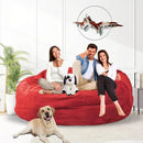 Bean Bag Chair for Adults 5FT,Soft Removable Cover for Teens/Girls Bedroom,Fluffy Giant Round Floor Beanbag Lounger Chairs (No Filler,Big Red) by CozyNest Decor