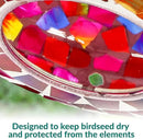 Sunnydaze 6-Inch Glass Mosaic Hanging Bird Feeder for Outdoors - Fly-Through Wild Bird Feeder - Crimson Mosaic by GreenHaven Gardens