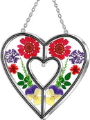 KY&BOSAM Heart Suncatchers DIY Stained Glass Hangings for Windows Wind Chimes Home Gardner Decor with Pressed Real Flowers Heart No Charm Birthday Gifts for Women Mother`s Day Christmas Ornamets by GreenHaven Gardens