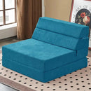 jela Foldable Sofa Bed, Convertible Sleeper Lounge Chair Floor Mattress Floor Couch with Backrest, Fold Out Futon with Washable Miss Fabric Cover for Guest Room, Living Room (83"x33",Teal) by CozyNest Decor