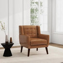 UIXE PU Leather Accent Chairs Set of 2, Modern Arm Club Chair Upholstered Armchair for Living Room, Comfy Single Sofa Seats Button Tufted Reading Seating, Brown by CozyNest Decor