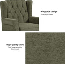 Accent Chair, Upholstered Armchair with Button Tufted High Back & Solid Wood Legs, Comfy Wingback Reading Single Sofa Chair for Small Spaces, Living Room, Bedroom (Green, Set of 1) by CozyNest Decor