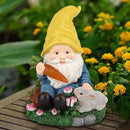 Solar Garden Outdoor Statues Gnome Feeding Rabbit with 6 LED Solar Figurine for Lawn,Patio,Balcony,Yard Decor Unique Housewarming Gift, for Grandfather, Father,Grandma by CozyNest Decor