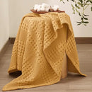 PHF 100% Cotton Waffle Weave Throw Blanket, Soft Lightweight Breathable Cozy Summer Throws for Couch Bed Sofa, Luxury Aesthetic Woven Blanket for Home Decor & Office, 50"x60", Ginger/Honey Yellow by CozyNest Decor