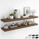 RICHFOCUS 55Inch Floating Shelves for Wall 2 Pack Shelves for Bedroom|Kitchen|Bathroom Wall Mounted Rustic Wood Floating Shelf with Invisible Brackets for Books|Storage|Decor, Rustic Brown by CozyNest Decor