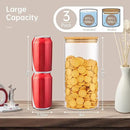 45oz - 3 Pack Glass Jars with Bamboo Lids, Glass Pantry Storage Containers with Airtight Lids, Round Air Tigh Food Storage Canisters for Cereal, Pasta, Flour, Sugar, Rice, Best for Kitchen Organizer by CozyNest Decor