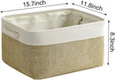 TcaFmac Storage Basket for Organizing - Large 4 Pack Fabric Storage Bins Baskets for Shelves, Foldable Storage Cubes for Closet Cloth Toy Box Gift Organizer(White & Khaki16x12x8 inch) by TinyTreasures Baby Boutique
