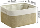 TcaFmac Storage Basket for Organizing - Large 4 Pack Fabric Storage Bins Baskets for Shelves, Foldable Storage Cubes for Closet Cloth Toy Box Gift Organizer(White & Khaki16x12x8 inch) by CozyNest Decor