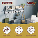 Coat Rack with Shelf Wall Mount, Entryway Bamboo Hanging Shelf, Set of 2, Wall Hook Rail for Hallway Décor, Storage Clothe, Hat, Robe, Key, Dog Leash (White+Black) by CozyNest Decor