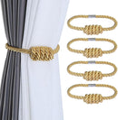 Fenghuangwu 4Pack Magnetic Curtain Tiebacks – Bohemian Style Handmade Woven Tie-Backs for Drapes,Elegant Exquisite Knot Holdbacks,Outdoor Boho & Modern Home Decor（Gold by CozyNest Decor