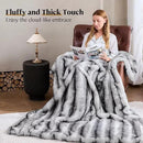 Luxury Faux Fur Blanket - Soft Warm Plush Blankets for Couch Sofa Bed, Fluffy Thick Throws for Bedroom, Office, Living Room, Decorative Reversible, Not Easy to shed- 70"x90", Black/White by CozyNest Decor