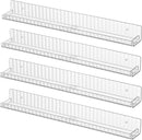 IEEK Floating Book Shelf for Wall,4 PCS Clear Acrylic Wall Bookshelf for Kids Room,Vertical Stripes Display Shelf with Removable Anti-Slip End Inserts for Bedroom Living Room Nursery Decor and Storage by TinyTreasures Baby Boutique