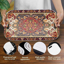 Serving Trays with Handles, 14.5 x 9.8 inch Rectangular Plastic Tray for Restaurant, Kitchen, Dark Red Pattern by CozyNest Decor
