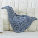 WESHIONGOO Chunky Knit Blanket Throw 40"×40" Knitted Throw Blankets for Couch Bed Fluffy Soft Blanket with Jumbo Chenille Yarn Thick 100% Handmade (Dusty Blue) by CozyNest Decor