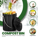 Utopia Kitchen Compost Bin for Kitchen Countertop, 1 Gallon Compost Bucket for Kitchen with Lid, Includes 1 Spare Charcoal Filter (Black) by GreenHaven Gardens