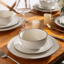 GBHOME Ceramic Dinnerware Sets,12 pcs Embossed Elegant Stoneware Plates and Bowls Sets, Housewarming Wedding Gift | Dishwasher & Microwave Safe | Dishes Set Service for 4 by CozyNest Decor