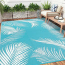 Pauwer Waterproof Outdoor Rug 5x8, Reversible Plastic Straw Patio Camping Rug, Indoor Outdoor RV Mat Carpet for Deck, Camper, Porch, Balcony, Backyard, Picnic, Leaf Teal by GreenHaven Gardens