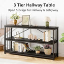 LVB Black Console Table, Modern Entryway Table for Hallway Living Room, Industrial Sofa Table Behind Couch, Farmhouse Wooden Metal Entry Table for Foyer with 3-Tier Storage Shelves, Black Oak, 55 Inch by CozyNest Decor