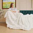Light Beige Faux Fuzzy Fur Blanket Queen Size 90x90 Ultra Soft Thick Fluffy Blanket Queen for Bed Couch Cozy Furry Home Decor 1000 GSM by CozyNest Decor