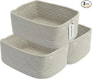 Small Woven Storage Baskets 13“X9”X5“ Decorative Rope Bins for Organizing Shelves, Closets, and Toys, Empty Gift Baskets, Cute Organizer Basket for Home and Office (grey, Large) by CozyNest Decor