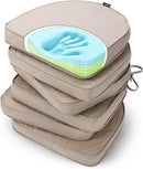 SUNROX Gel Memory Foam Chair Cushions, FadeShield Water-, Stain-Resistant Durable Reversible Seat Cushion Pads with Ties for Indoor/Outdoor Kitchen Dining Office 17"x16" Set of 6, Husk Birch by GreenHaven Gardens