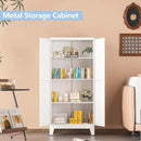 White Metal Storage Cabinet, 48" Steel Cabinets for Home Office, Kitchen Pantry Storage Cabinet with Doors and 3 Adjustable Shelves, for Office, Home, Garage, School by CozyNest Decor