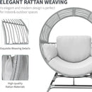 Egg Chair Outdoor Indoor, Oversized Rattan Chair with Thicken Cushion, 350LBS Capacity Wicker Patio Lounge Chair, Basket Chair for Living Room Balcony Porch Backyard, Grey/Light Grey by CozyNest Decor