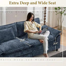URRED Modular Sectional Sofa Comfy Cloud Couch, Modern Chenille Sofa Sleeper Deep Seat Couches with Ottoman/Pillows for Living Room (Blue, 117'') by CozyNest Decor