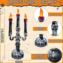 TURNMEON 2 PCS Skull Halloween Candles Lamp,Halloween Decorations Indoor 3-Candles Candelabra LED Lights Battery Operated Candles Holder, Halloween Decor for Home Table Party Room Scary Haunted House by CozyNest Decor