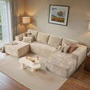ovios Sectional Cloud Couch for Living Room, Modular Floor Sofa with Plush Corduroy, No Assembly Required, Big Comfy Couches Set with Fluffy Memory Foam, Stupendous U Shaped Sofas with Chaise, Grey by CozyNest Decor