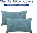CaliTime Throw Pillow Covers Decorative 12 X 20 Inches Pack of 2 Cozy Chenille Cushion Cases for Couch Sofa Bed Living Room Home Smoke Blue by CozyNest Decor