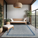 Bordered Outdoor Rug 6x9 Washable Outside Carpet for Indoor Patio Porch Waterproof Easy Cleaning Non Shedding Area Rugs Silver Gray - Blue 6 x 9 by CozyNest Decor