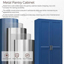 71" Metal Pantry Cabinet, Tall Kitchen Pantry Storage Cabinet with 4 Adjustable Shelves and Gold Handles, Blue Cupboard for Kitchen, Dining Room, Living Room by CozyNest Decor