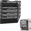 5-Tier Magnetic File Holder, No Drilling Installation File Cabinet Organizer, Black Magnetic File Organizer, Magazine Rack, Magnetic Paper Holder for Refrigerator, File Cabinets, Whiteboard by CozyNest Decor
