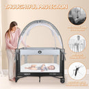 Pack N Play Tent - Mini Crib Tent to Keep Baby from Climbing Out - Crib Net to Keep Baby in - Pop Up Breathable Cribs Cover - Canopy with Upgrade Strong Mesh and Durable Zipper (Gray, Small) by TinyTreasures Baby Boutique