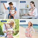 Baby Carrier with Hip Seat, Ergonomic M Position 6in1 Baby Carrier Newborn to Toddler,Head Support and Breathable Mesh Newborn Carrier,Adjustable Baby Holder Carrier for Dad&Mom-Pink by TinyTreasures Baby Boutique