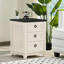 18" Farmhouse Night Stand with 3 Drawers, Wood End Table Dresser for Bedroom, White Nightstand, Bed Side Table with Metal Handle, Bedside Cabinet for Bedroom Living Room, Closet by CozyNest Decor