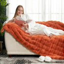 Cozy Bliss Faux Fur Throw Blanket for Couch, Fuzzy Soft Plush Thick Bubble Blanket for Sofa Bedroom Living Room, 60 * 80 Inches Burnt Orange by CozyNest Decor