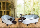 Galvanized Metal White Washed Farmhouse Pig Tray Distressed Pig Tabletop Centerpiece Décor Set of 2 by GreenHaven Gardens