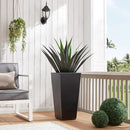 Metallic Taper Planter, 26 Inch Tall Tapered Planter for Front Porch, Patio, Deck, Garden Indoor/Outdoor Tree Planters, Set of 2 Black with Copper Hand Brushed Rim by CozyNest Decor