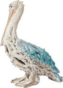 Blue Pelican Standing Figurine 13.75” Coastal Coral Reef Home Decor Nautical Beach Statue for Tabletop Shelf or Mantel Ocean Inspired Room Accents by CozyNest Decor