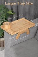 Sofa Arm Tray, Bamboo Large Couch Cup Holder, Portable Anti-Spill Sofa Armrest Tray for Beverage, Snacks, Phone, Remotes by CozyNest Decor