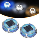 Quntis Solar Deck Lights Outdoor, 3 Color Modes Solar Driveway Lights IP68 Waterproof, Deck Light for Stair Pathway Walkway Pool Road (Blue/Cool White/Warm White) 2 Pack by GreenHaven Gardens