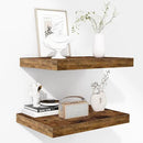 Fun Memories Floating Shelves - 2 Pack 12 Inch Deep Rustic Wooden Wall Shelves - Extra Deeper & Thicker Wall Mounted Storage Shelf for Living Room, Kitchen, Farmhouse - 16" W x 12" D x 1.5" H - Brown by CozyNest Decor