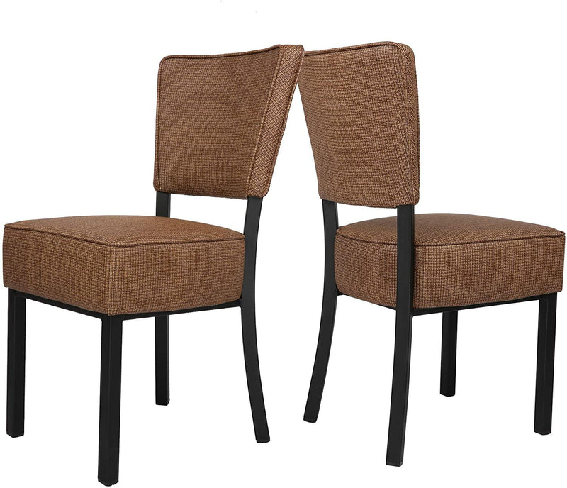 Classic Dining Chair Set of 2, Modern Style Family Leisure Chair with Stainless Steel Legs, PU Leather High Back Side Chair, Coffee