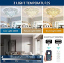 Modern Crystal Chandeliers for Dining Room LED Light Fixture Close to Ceiling Chandelier Flush Mount Ceiling Light Dimmable Lamp with Remote for Living Room Bedroom Hallway 2700K 6000K by CozyNest Decor