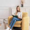 Chenille Accent Armchair Oversize Upholstered Barrel Comfy Modern Round Lounge Sofa Chair with Pillow Cozy Reading Chairs for Apartment,Office,Living Room,Dining,Makeup,Club,Yellow by CozyNest Decor